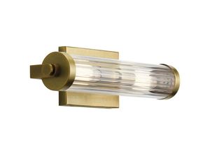 5024005710813 - Lighting QN-AZORES2-NBR quintiesse Wandleuchte Azores E14 2x40W IP44 Naturmessing Glas klar geriffelt H115cm B407cm dimmbar - Elstead