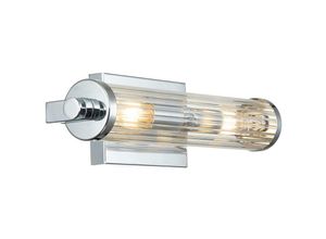 5024005710912 - Lighting QN-AZORES2-PC quintiesse Wandleuchte Azores E14 2x40W IP44 Chrom poliert Glas klar geriffelt H115cm B407cm dimmbar - Elstead