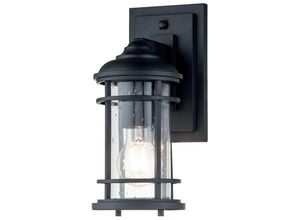 5024005713814 - Feiss - FE-LIGHTHOUSE2-S-BLK Wandleuchte Lighthouse E27 40W IP44 Aluminium Stahl schwarz strukturiert Glas klar B117cm Ø117cm dimmbar