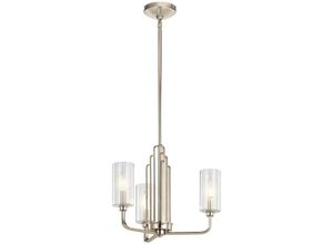 5024005716112 - Elstead Lighting QN-KIMROSE3-PN QUINTIESSE Kronleuchter Kimrose E14 3x40W Stahl Nickel poliert Glas klar geriffelt H374cm Ø459cm dimmbar