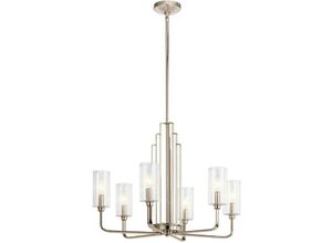 5024005716310 - Elstead Lighting QN-KIMROSE6-PN QUINTIESSE Kronleuchter Kimrose E14 6x40W Stahl Nickel poliert Glas klar geriffelt H526cm Ø686cm dimmbar