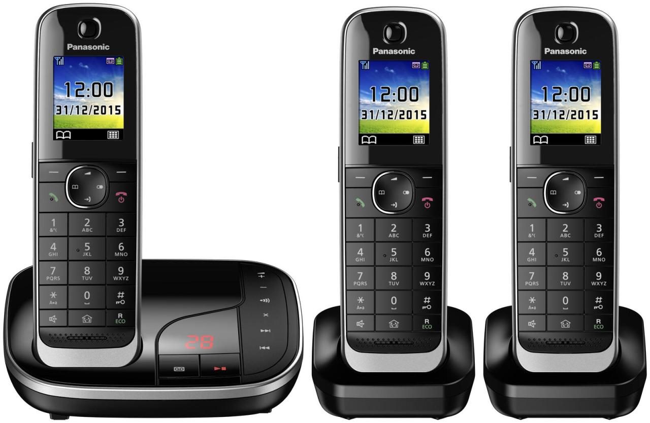 5025232815180 - KX-TGJ323GB - Schnurlostelefon - Anrufbeantworter mit Rufnummernanzeige - DECT - Schwarz + 2 zusätzliche Handsets