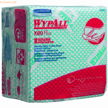 5027375049736 - Wischtücher WypAll® X80Plus gefaltet 8 Beutel á 30 Tücher grün