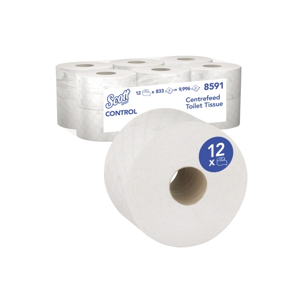 5027375052880 - Toilettenpapier ControlT 8591 2-lagig weiß 833 Blatt Rolle 5027375052880 12 Stück