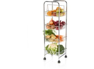 5028250117328 - Kitchen Craft Storage Trolley Aufbewahrungswagen de Vier Etagen Aufbewahrungswagen mit herausnehmbaren Körben Chrom