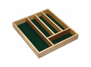 5028250146540 - Besteckkasten aus Holz Besteckkasten mit Filzauskleidung und 5 Fächern Größe 36 x 31 cm - Braun - Kitchencraft