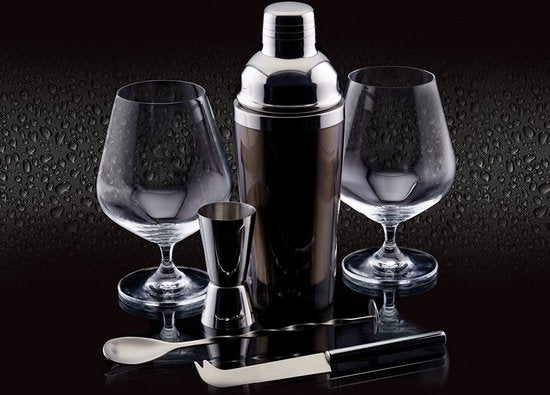 5028250713025 - KitchenCraft Luxury Gin Set mit Gin Gläsern - Cocktail Shaker Stiellöffel doppelte Bar Größe