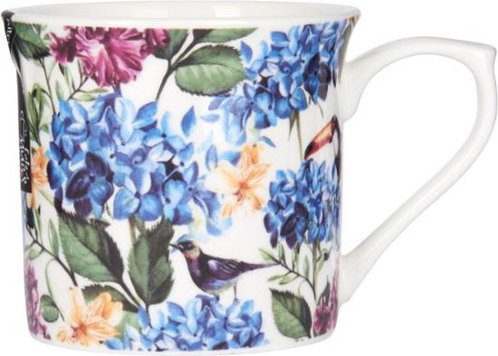 5028250775610 - Becher Fine Bone China Land Floral 300 Ml Weiß Blau