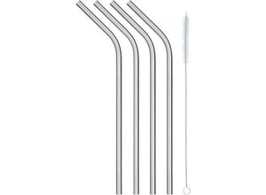 5028250819161 - Kitchencraft - Wiederverwendbare Trinkhalme aus Edelstahl lebensmittelecht inkl Reinigungsbürste 20 cm (Set de 5 Stück) - Silber