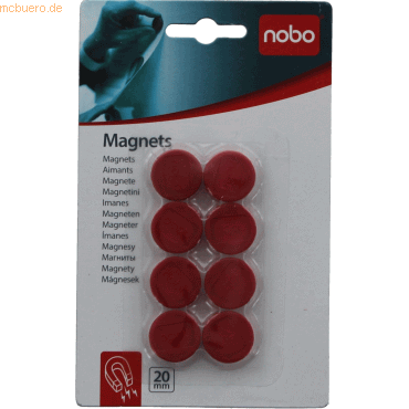 5028252139915 - Haftmagnet rund Durchmesser 20 mm rot 8er Blister