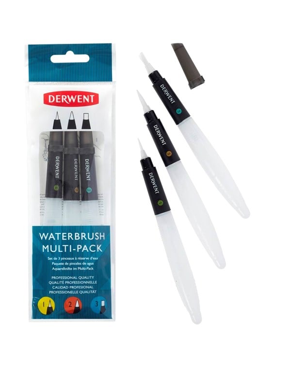 5028252339766 - Waterbrush For Watercolour Painting Pack Of 3 Includes Chisel Tip Fine Tip & Medium Tip