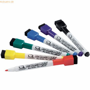 5028252344623 - Quartet ReWritables - Marker - Black Red Blue Green Yellow Purple (Pack of 6)