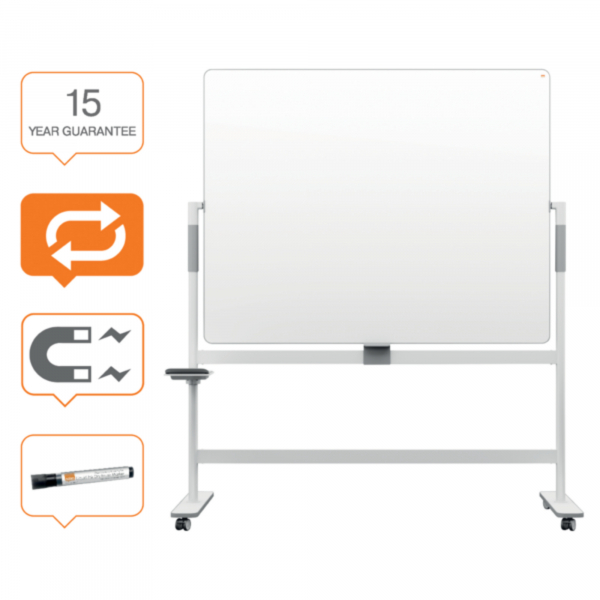 5028252632621 - Whiteboard Move & Meet Stiftablage horizontaler Drehpunkt feststellbare Rollen B 1500 x H 1200 mm weiß