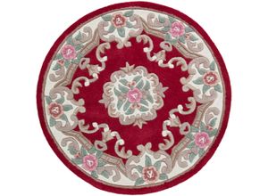 5031193249667 - Wollteppich FLAIR RUGS Aubusson Teppiche Gr Ø 120 cm 10 mm 1 St rot Esszimmerteppiche