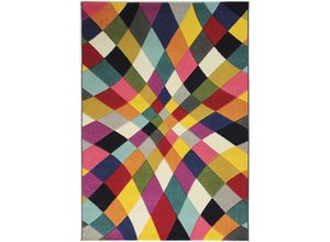 5031193483863 - Teppich FLAIR RUGS Rhumba Teppiche Gr B L 120 cm x 170 cm 10 mm 1 St bunt (multi) Esszimmerteppiche fußbodenheizungsgeeignet strapazierfähig buntes Muster Rauten