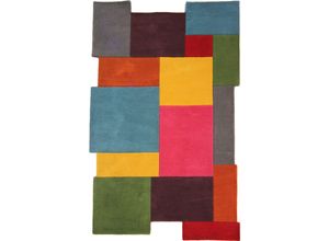 5031193621166 - Wollteppich FLAIR RUGS Abstract Collage Teppiche Gr B L 120 cm x 180 cm 11 mm 1 St bunt (multi) Esszimmerteppiche 100% Wolle Karo Design Patchwork modern mehrfarbig