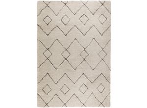 5031193674902 - Hochflor-Teppich FLAIR RUGS Imari Teppiche Gr B L 120 cm x 170 cm 30 mm 1 St beige (cream grau) Esszimmerteppiche Berber Optik Boho Rauten Muster