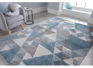 5031193674933 - Hochflor-Teppich FLAIR RUGS Nuru Teppiche Gr B L 80 cm x 150 cm 30 mm 1 St blau Esszimmerteppiche