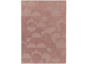 5031193679075 - Wollteppich FLAIR RUGS Gigi Teppiche Gr B L 160 cm x 230 cm 8 mm 1 St rosa Esszimmerteppiche aus 100% Wolle geometrisches Design fußbodenheizungsgeeignet