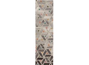 5031193685694 - Läufer FLAIR RUGS River Teppiche Gr B L 60 cm x 230 cm 10 mm 1 St bunt (grau multi) Küchenläufer fußbodenheizungsgeeignet 100% Wolle geometrisches Muster Läufer