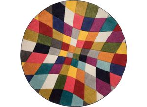 5031193686370 - Teppich FLAIR RUGS Rhumba Teppiche Gr Ø 160 cm 10 mm 1 St bunt (multi) Esszimmerteppiche fußbodenheizungsgeeignet geometrisches & buntes Muster Rauten