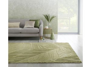 5031193701189 - Wollteppich FLAIR RUGS LINO LEAF Teppiche Gr B L 120 cm x 170 cm 10 mm 1 St grün Esszimmerteppiche Hoch-Tief Effekt