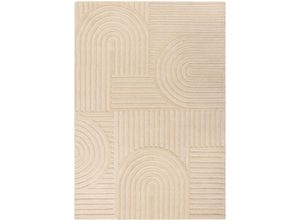 5031193701271 - Wollteppich FLAIR RUGS en Garden Teppiche Gr B L 160 cm x 230 cm 10 mm 1 St beige (natur) Esszimmerteppiche 100% Wolle Hoch-Tief-Effekt auch als Läufer und in Rund erhältlich