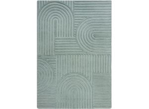 5031193701318 - Wollteppich FLAIR RUGS en Garden Teppiche Gr B L 160 cm x 230 cm 10 mm 1 St grün (mint) Esszimmerteppiche 100% Wolle Hoch-Tief-Effekt auch als Läufer und in Rund erhältlich