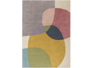 5031193701745 - Wollteppich FLAIR RUGS Glow Teppiche Gr B L 160 cm x 230 cm 8 mm 1 St bunt (multi) Esszimmerteppiche fußbodenheizungsgeeignet mit Hoch-Tief-Effekt gemustert