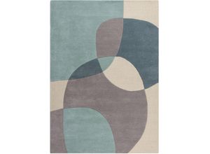 5031193701776 - Wollteppich FLAIR RUGS Glow Teppiche Gr B L 120 cm x 170 cm 8 mm 1 St blau Esszimmerteppiche fußbodenheizungsgeeignet mit Hoch-Tief-Effekt gemustert