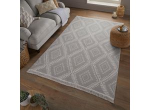 5031193720067 - Teppich FLAIR RUGS ALIX Teppiche Gr B L 160 cm x 230 cm 2 mm 1 St grau Baumwollteppiche Wendemuster Berber Design