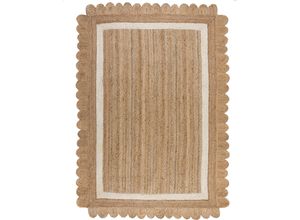 5031193731032 - Teppich FLAIR RUGS Grace Teppiche Gr B L 120 cm x 170 cm 7 mm 1 St beige (natur weiß) Esszimmerteppiche aus 100% Jute fußbodenheizungsgeeignet mit Bordüre