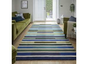 5031193734644 - Wollteppich FLAIR RUGS Piano Teppiche Gr B L 200 cm x 290 cm 10 mm 1 St grün Esszimmerteppiche gestreift rechteckig