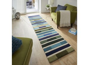 5031193734651 - Läufer FLAIR RUGS Teppiche Gr B L 60 cm x 230 cm 10 mm 1 St grün Küchenläufer gestreift rechteckig