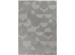 5031193739328 - Wollteppich FLAIR RUGS Gigi Teppiche Gr B L 160 cm x 160 cm 8 mm 1 St grau Esszimmerteppiche aus 100% Wolle geometrisches Design fußbodenheizungsgeeignet