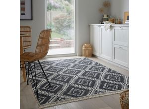 5031193740041 - Teppich FLAIR RUGS ALIX Teppiche Gr B L 160 cm x 230 cm 2 mm 1 St schwarz Baumwollteppiche Wendemuster Berber Design