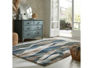 5031193745602 - Hochflor-Teppich FLAIR RUGS STREAM Teppiche Gr B L 160 cm x 230 cm 30 mm 1 St blau Esszimmerteppiche