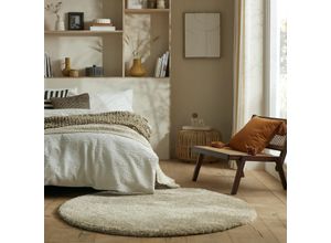 5031193750378 - Hochflor-Teppich FLAIR RUGS Feather Teppiche Gr Ø 133 cm 40 mm 1 St beige (natur) Schlafzimmerteppiche