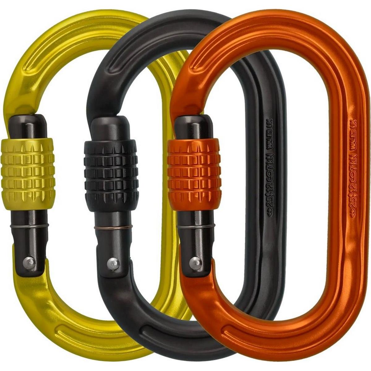 5031290229135 - Universeller Screwgate Verbinder 3er Pack - Karabiner Lime Grau Orange