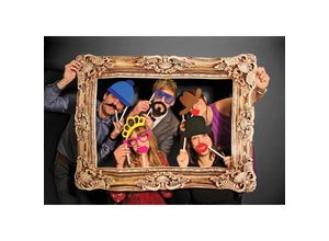 5032331037689 - Paladone - Photo Booth Foto Requisite Bilderrahmen goldfarben aus Pappe mit 24 Accessoires