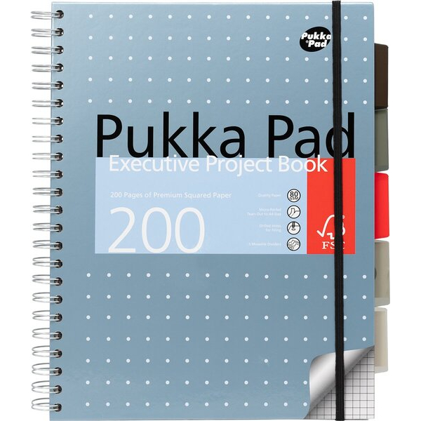 5032608199249 - Notizbuch 6970-METSQ Executive farbig sortiert A4 kariert 80g 100 Blatt   200 Seiten 5032608199249 Pukka Pads