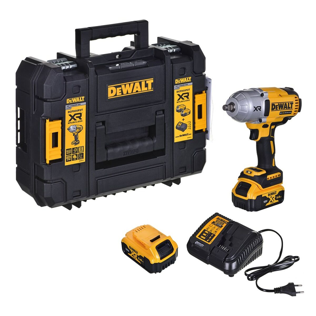 5035048743362 - DeWALT Akku-Schlagschrauber DCF900P2T 2x 50 Ah + Ladegerät in TSTAK-Box