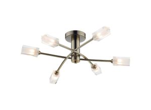 5035128456748 - Dar Lighting - dar morgan - Semi Flush Deckenleuchte Light Antik Messing 6x G9