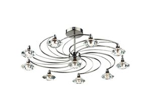 5035128488190 - 10-dar Lighting - dar luther - Semi Flush Deckenleuchte Light Black Chrome Crystal 10x G9