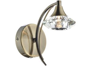 5035128499882 - 10-dar Lighting - dar luther - Einzelwandleuchte Antik Messing Kristall