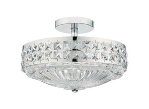 5035128546463 - 10-dar Lighting - dar olona - Semi Flush Deckenleuchte Licht polierte Chrom Kristallperlen und Glasdiffusor 3x E14