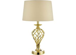 5035128547194 - Dar Lighting - dar iffley - Touch Tischlampe Gold Cage Base Komplett mit rundem sich verjüngendem Schirm