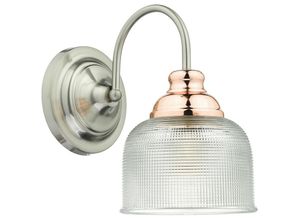 5035128558022 - Dar Lighting - dar wharfdale - Wandleuchte Satin Chrom Kupfer Detail Glasschirme