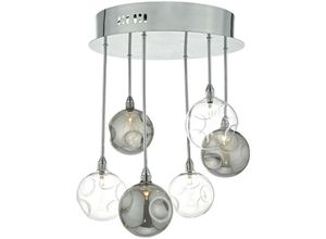 5035128588968 - Dar Lighting - dar quinn - Semi Flush Deckenleuchte Light Cluster Chrom poliert mit Rauch- und Klarglas 6x G4 5035128588968 - Dar Lighting - dar quinn - Semi Flush Deckenleuchte Light Cluster Chrom poliert mit Rauch- und Klarglas 6x G4