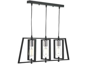 5035128589903 - Dar Lighting - dar dax - Straight Bar Pendelleuchte Schwarz & Chrom poliert 3x E27